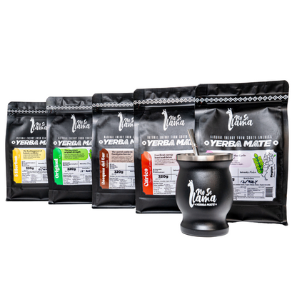 Full energy pack - 5 Yerba mate loose leaf blends and mate cup